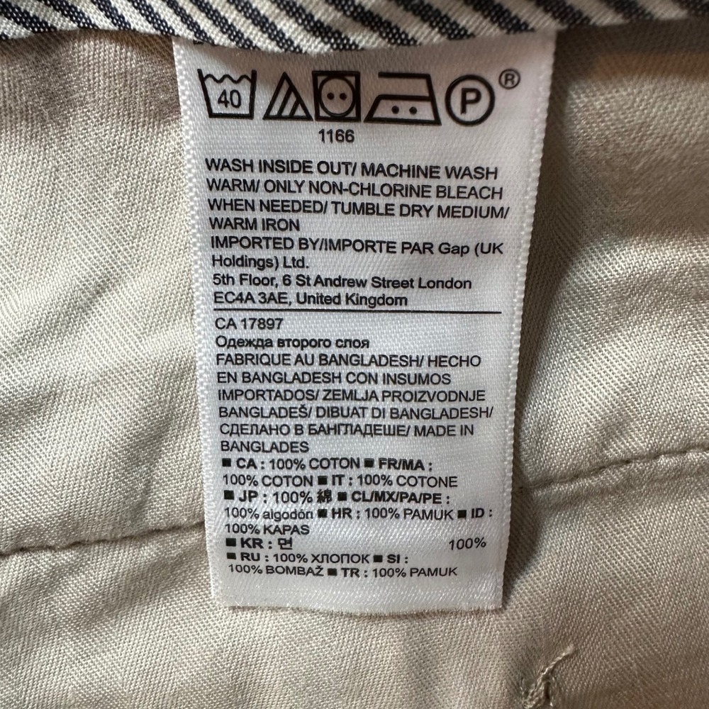Banana Republic Aiden Chino Slim Fit Pants Mens 36x34 Tan Khaki Cotton New - Picture 9 of 14